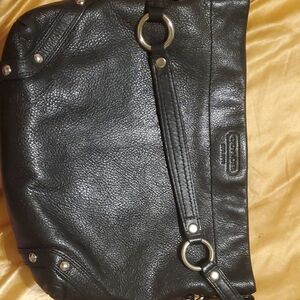 Coach "Carly" Black Leather Hobo Shoulder Bag